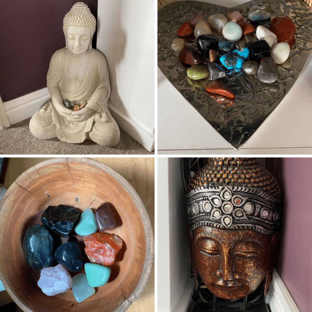 Picture of crystals and buddhas