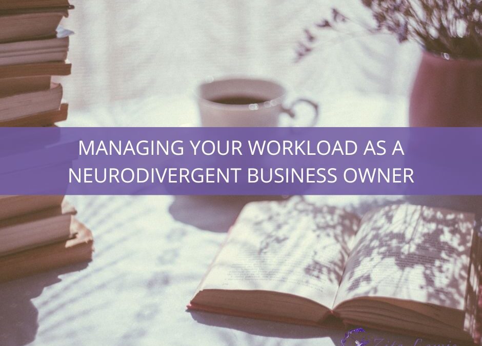 Managing Your Workload as a Neurodivergent Business Owner - Picture of an open book and cup of coffee