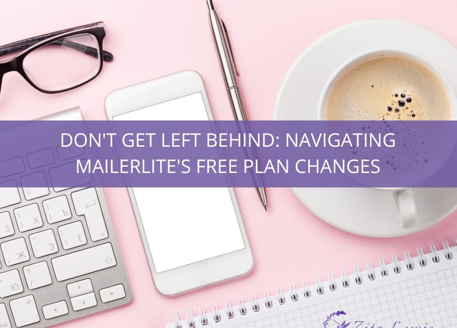 MailerLite Classic is disappearing – here’s what you need to do - Picture of a keyboard, glasses, pen, phone and a cup of coffee