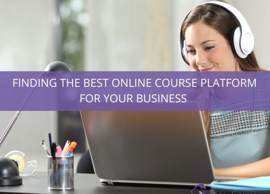 Finding the Best Online Course Platform for Your Business - Picture of a lady wearing headphones sat at a laptop